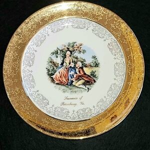 Sabin 22k Crest-o-Gold Petersburg Virginia Souvenir Plate with Ornate Design